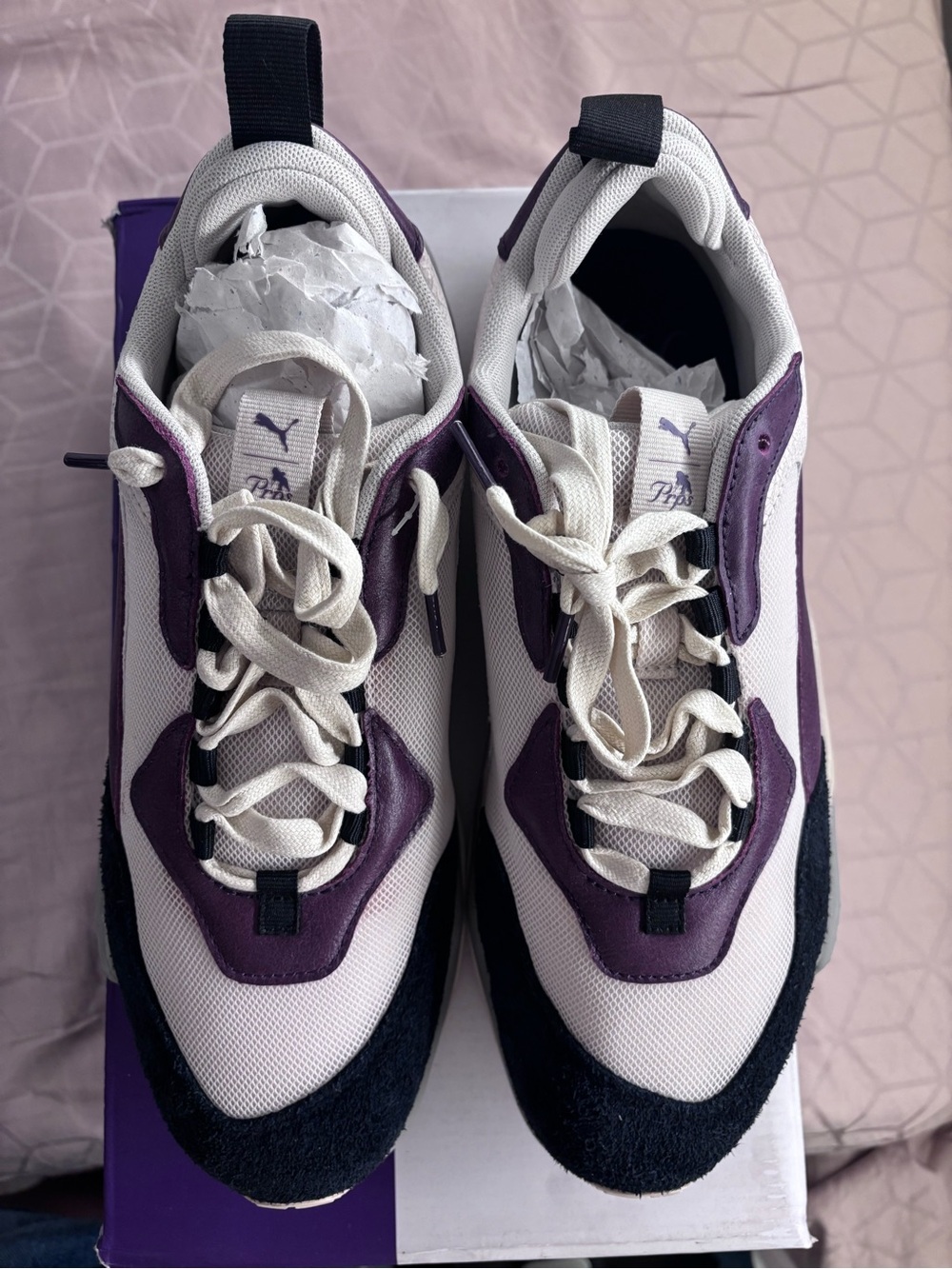 PUMA Men’s  White & Purple Retro Runner Sneakers